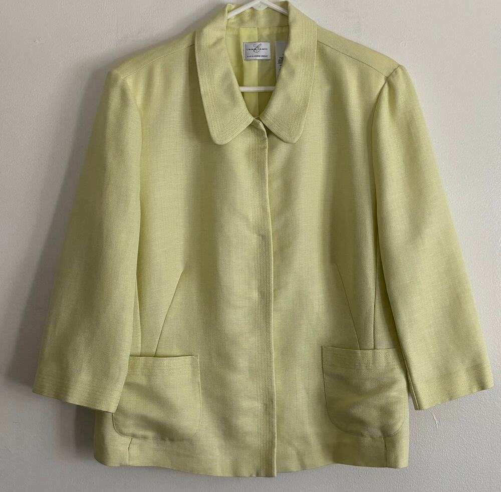 Emma James Yellow Linen Blend Blazer Size 16